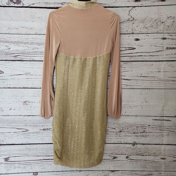 Lux La Lurex Mesh Contrast Dress Long Sleeve Large NWOT - Picture 2 of 3